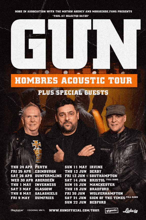Promotion poster of the band Gun that shows their tour dates.