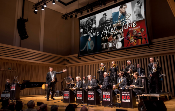image of a big band on stage