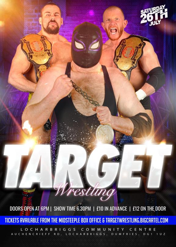 A Poster with an image of 3 wrestlers posing with their belts