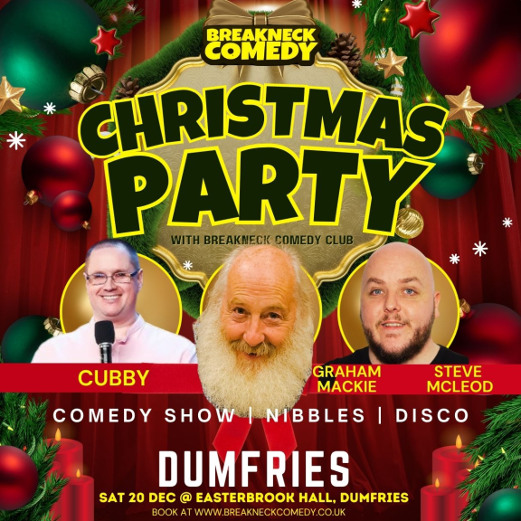 An poster advertising Breakneck Comedy Christmas Party