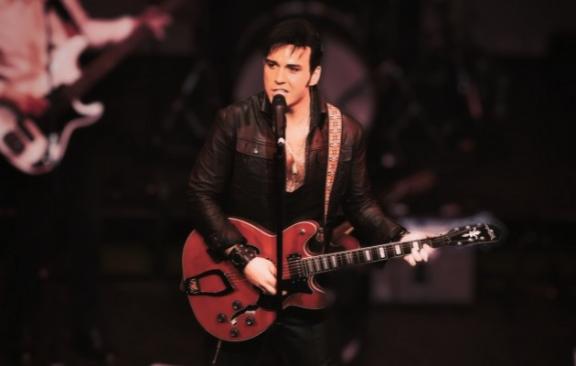 an image of Elvis with his guitar
