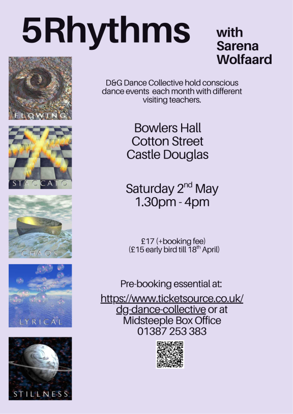 poster for 5Rhythms with Sarena Wolfaard