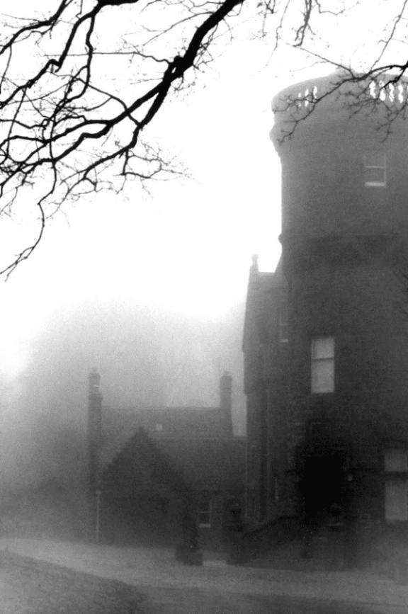 Threave House in the fog