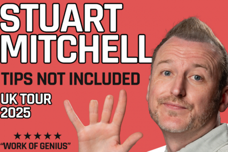 Stuart Mitchell- Tips Not Included Tour poster showing tour dates.