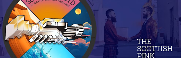 a banner with the logo for Scottish Pink Floyd