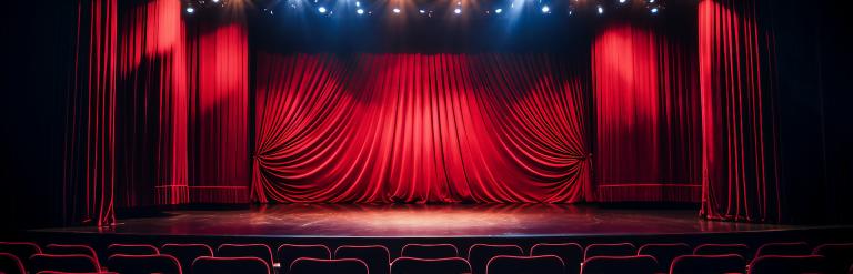 theatre stage with red curtains